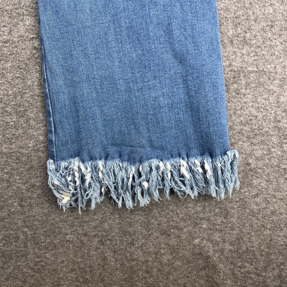 Tricot Womens High Rise Flare Jeans Medium Wash Frayed Fringe Hem Size 11/29 - Picture 9 of 16